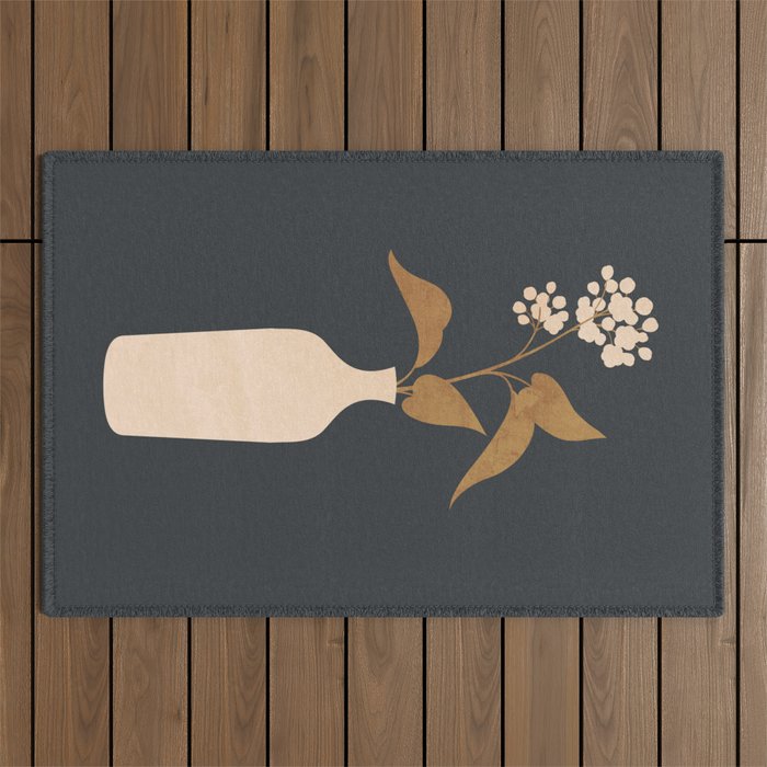 Minimal Abstract Art Vase Flower 4 Outdoor Rug Gallery Image 1