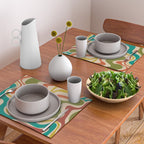 Liquid Swirl Retro Abstract Pattern in Mid Mod Colours on Beige Placemat Gallery Image 2