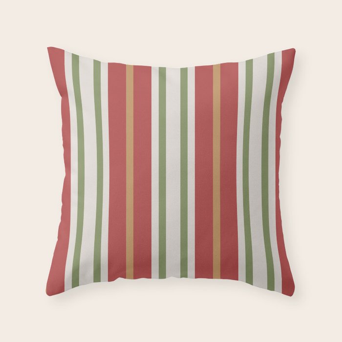 Retro Striped Color Harmony Throw Pillow Gallery Image 6