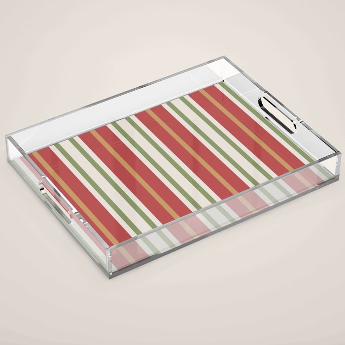 Retro Striped Color Harmony Acrylic Tray Gallery Image 1