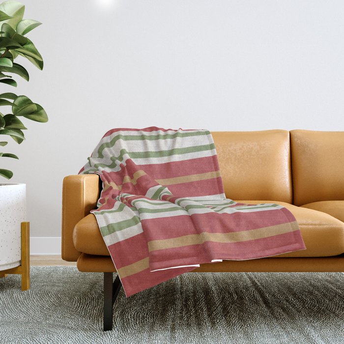 Retro Striped Color Harmony Throw Blanket Gallery Image 1