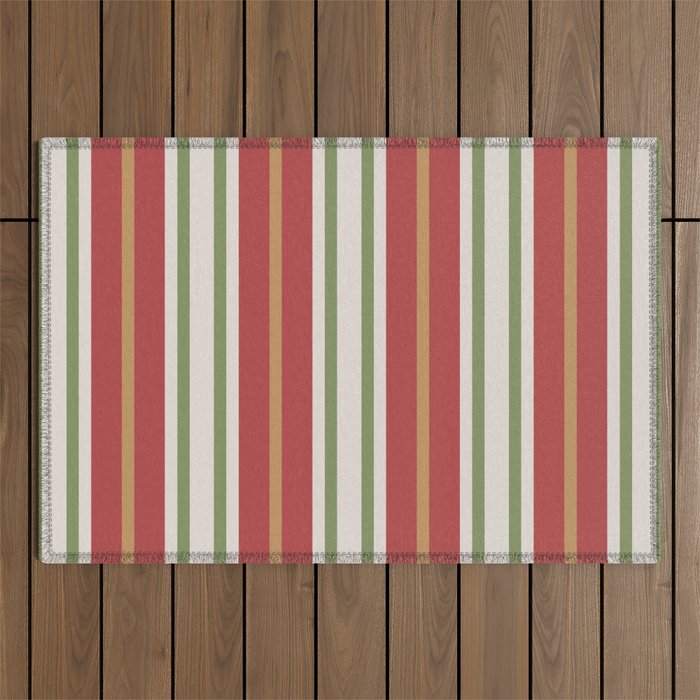 Retro Striped Color Harmony Outdoor Rug Gallery Image 1