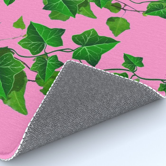 GREEN IVY HANGING LEAVES & VINES ON PINK Rug Gallery Image 4