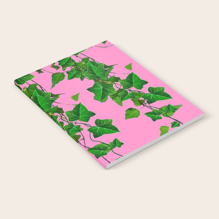 GREEN IVY HANGING LEAVES & VINES ON PINK Notebook Gallery Image 2
