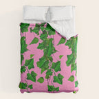 GREEN IVY HANGING LEAVES & VINES ON PINK Duvet Cover Gallery Image 6