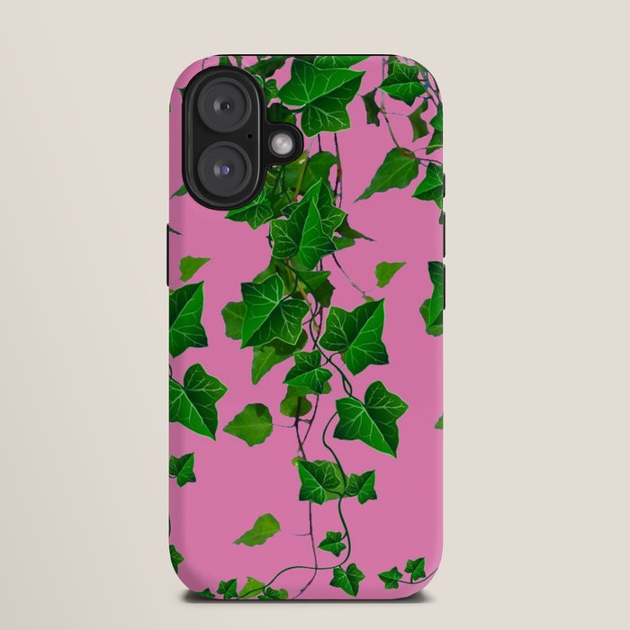 GREEN IVY HANGING LEAVES & VINES ON PINK iPhone Case Gallery Image 9