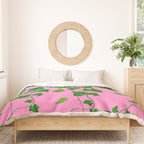 GREEN IVY HANGING LEAVES & VINES ON PINK Duvet Cover Gallery Image 3