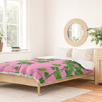 GREEN IVY HANGING LEAVES & VINES ON PINK Duvet Cover Gallery Image 2