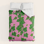 GREEN IVY HANGING LEAVES & VINES ON PINK Comforter Gallery Image 6