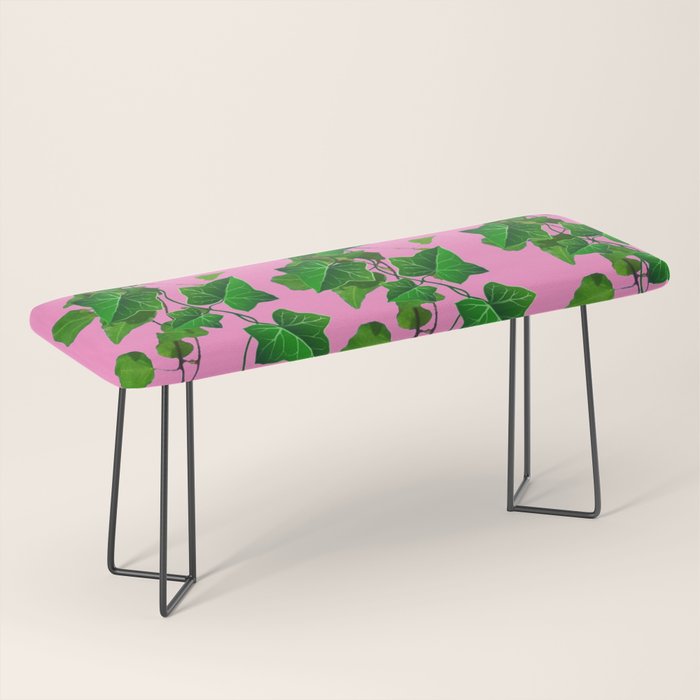 GREEN IVY HANGING LEAVES & VINES ON PINK Bench Gallery Image 1