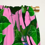GREEN IVY HANGING LEAVES & VINES ON PINK Window Curtain Gallery Image 2