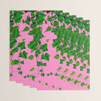 GREEN IVY HANGING LEAVES & VINES ON PINK Wrapping Paper Gallery Image 3