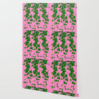 GREEN IVY HANGING LEAVES & VINES ON PINK Wallpaper Gallery Image 2