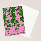 GREEN IVY HANGING LEAVES & VINES ON PINK Stationery Card Gallery Image 2