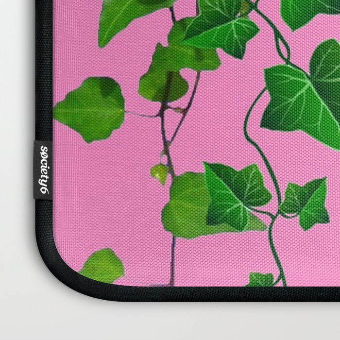 GREEN IVY HANGING LEAVES & VINES ON PINK Laptop Sleeve Gallery Image 3