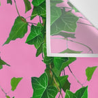 GREEN IVY HANGING LEAVES & VINES ON PINK Wall Tapestry Gallery Image 3