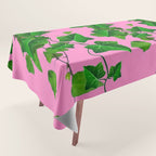 GREEN IVY HANGING LEAVES & VINES ON PINK Tablecloth Gallery Image 1