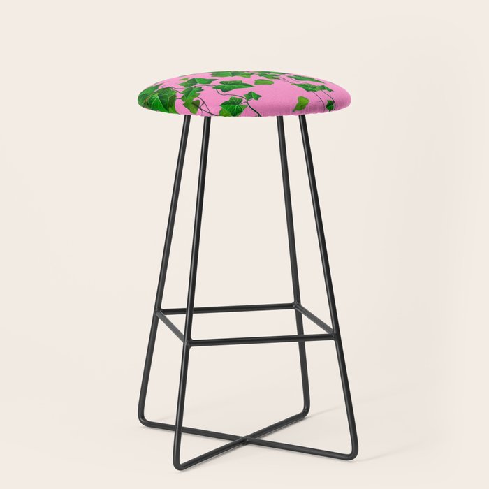 GREEN IVY HANGING LEAVES & VINES ON PINK Stool Gallery Image 1