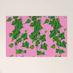 GREEN IVY HANGING LEAVES & VINES ON PINK Welcome Mat Gallery Image 1