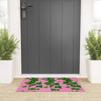 GREEN IVY HANGING LEAVES & VINES ON PINK Welcome Mat Gallery Image 3