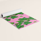 GREEN IVY HANGING LEAVES & VINES ON PINK Yoga Mat Gallery Image 2