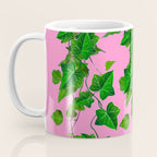GREEN IVY HANGING LEAVES & VINES ON PINK Coffee Mug Gallery Image 3