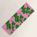 GREEN IVY HANGING LEAVES & VINES ON PINK Yoga Mat Gallery Image 1