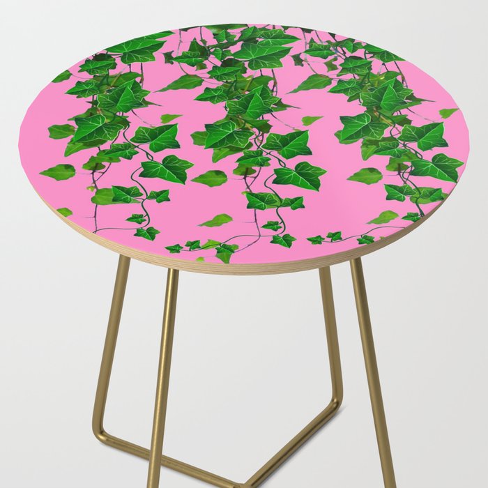 GREEN IVY HANGING LEAVES & VINES ON PINK Side Table Gallery Image 2