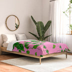 GREEN IVY HANGING LEAVES & VINES ON PINK Comforter Gallery Image 2