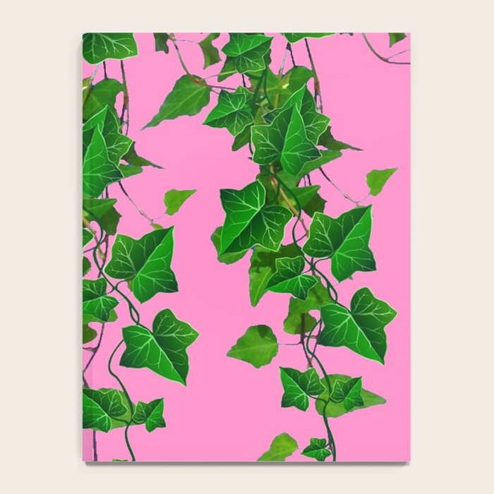 GREEN IVY HANGING LEAVES & VINES ON PINK Notebook Gallery Image 4