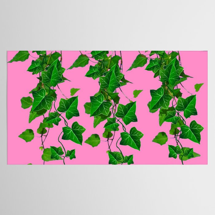 GREEN IVY HANGING LEAVES & VINES ON PINK Tablecloth Gallery Image 2