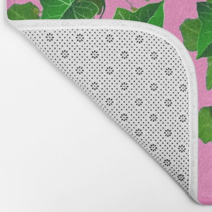 GREEN IVY HANGING LEAVES & VINES ON PINK Bath Mat Gallery Image 2