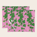 GREEN IVY HANGING LEAVES & VINES ON PINK Placemat Gallery Image 1