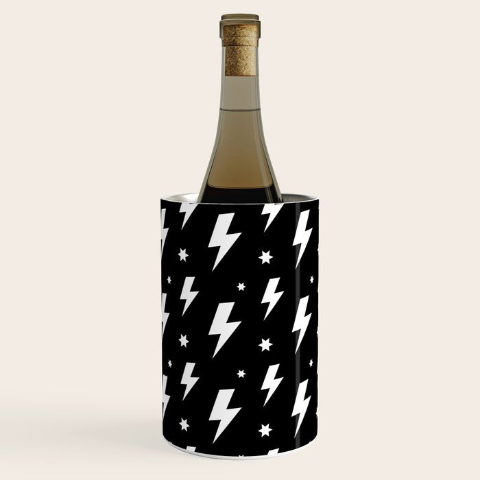 Lightning Bolt Pattern (white/black) Wine Chiller Gallery Image 2