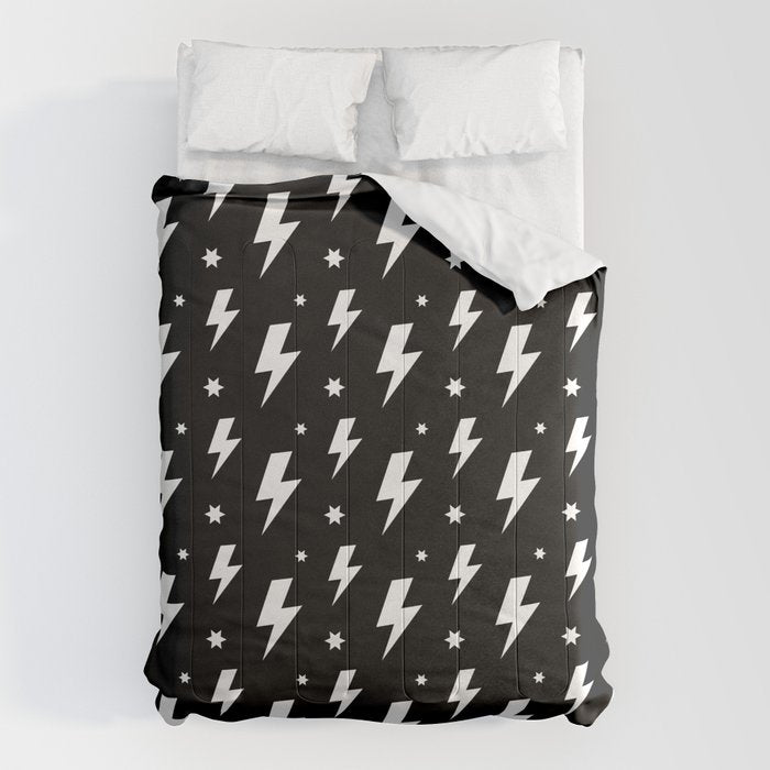 Lightning Bolt Pattern (white/black) Comforter Gallery Image 1