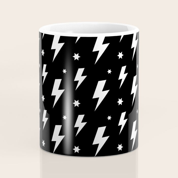 Lightning Bolt Pattern (white/black) Coffee Mug Gallery Image 4