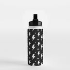 Lightning Bolt Pattern (white/black) Water Bottle Gallery Image 2