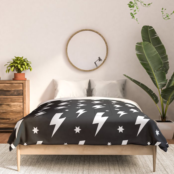 Lightning Bolt Pattern (white/black) Comforter Gallery Image 3
