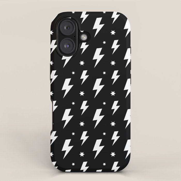 Lightning Bolt Pattern (white/black) iPhone Case Gallery Image 1