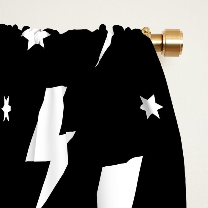 Lightning Bolt Pattern (white/black) Window Curtain Gallery Image 2