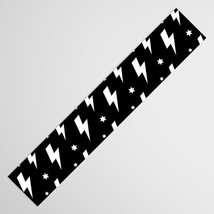 Lightning Bolt Pattern (white/black) Table Runner Gallery Image 3