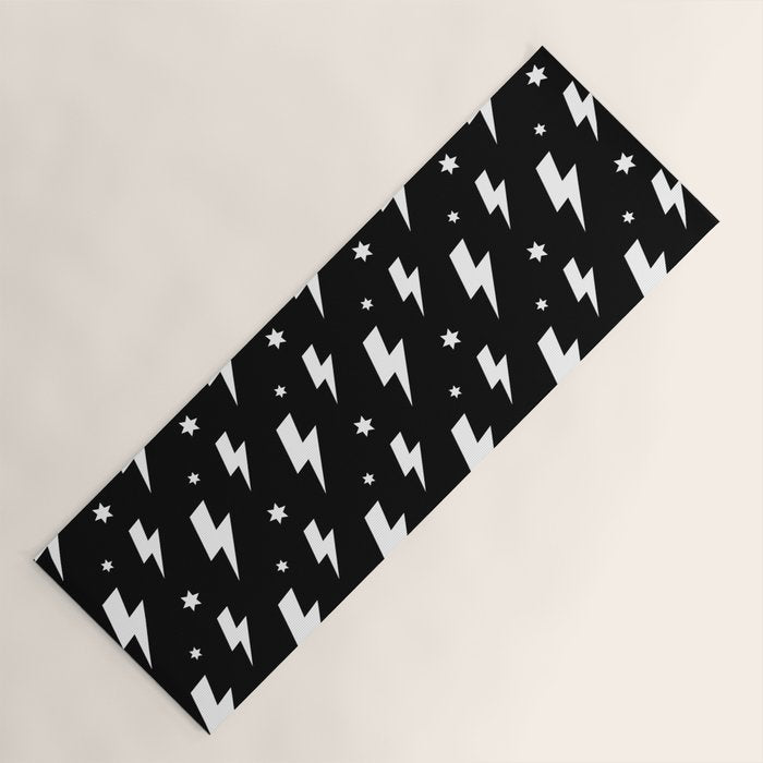 Lightning Bolt Pattern (white/black) Yoga Mat Gallery Image 1