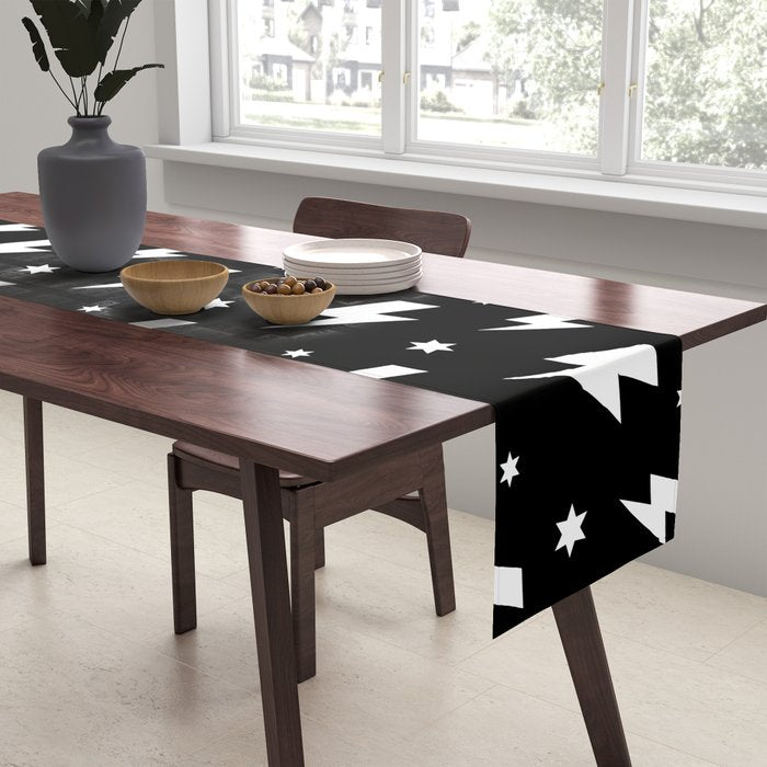 Lightning Bolt Pattern (white/black) Table Runner Gallery Image 2