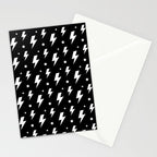 Lightning Bolt Pattern (white/black) Stationery Card Gallery Image 2