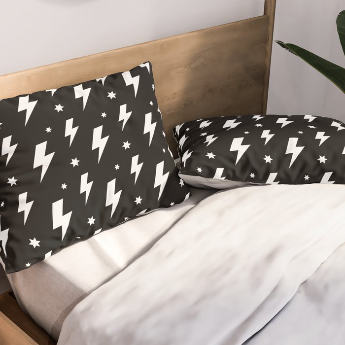 Lightning Bolt Pattern (white/black) Pillow Sham Gallery Image 2