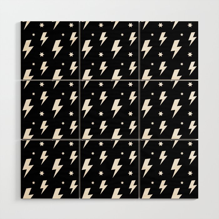Lightning Bolt Pattern (white/black) Wood Wall Art Gallery Image 1