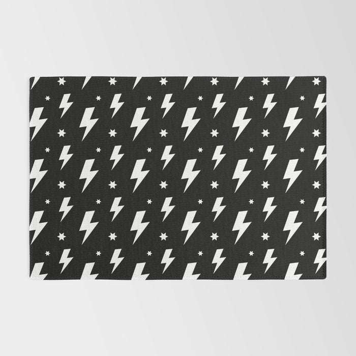 Lightning Bolt Pattern (white/black) Rug Gallery Image 2