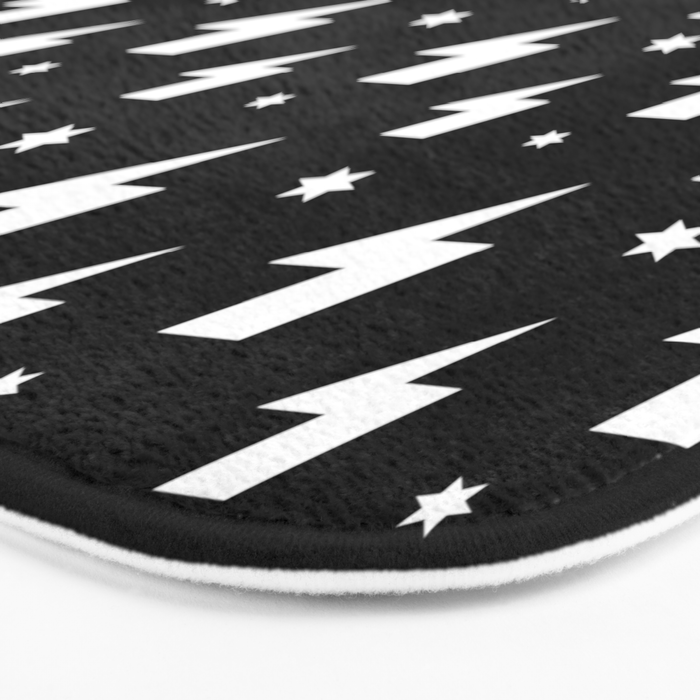 Lightning Bolt Pattern (white/black) Bath Mat Gallery Image 3