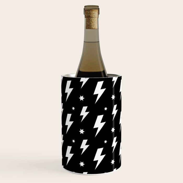 Lightning Bolt Pattern (white/black) Wine Chiller Gallery Image 1