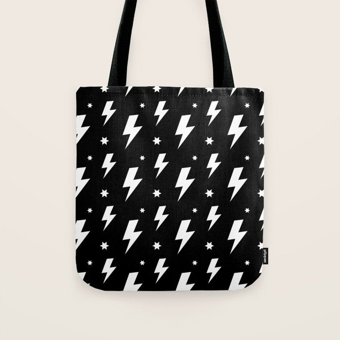 Lightning Bolt Pattern (white/black) Tote Bag Gallery Image 1